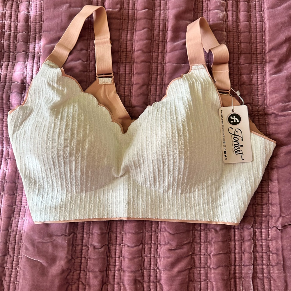 Forlest wire free scalloped edge white bra 3X - NWT